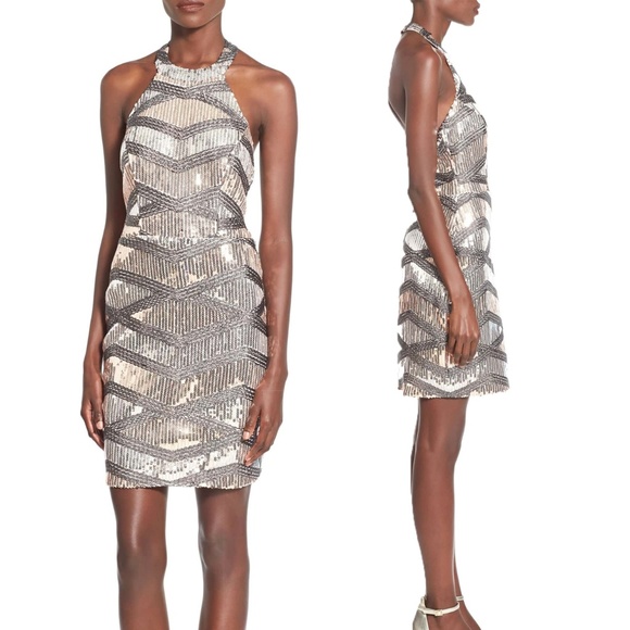 Nordstrom’s Sequin Halter BodyCon MIni Party Dress - Picture 5 of 8